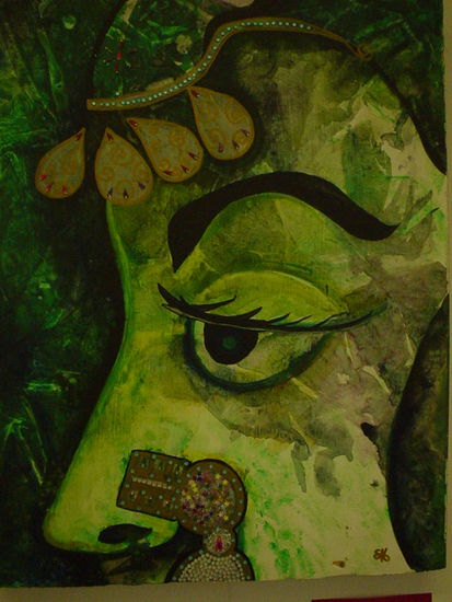 influencias de la India Mixed media Panel Portrait