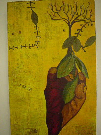 heridas milenarias Mixed media Panel Floral Painting