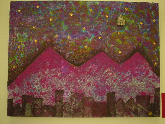 illimani color de rosa Mixed media Panel Landscaping