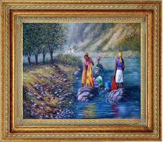 lavanderas en el rio yaque 8 Oil Canvas Landscaping