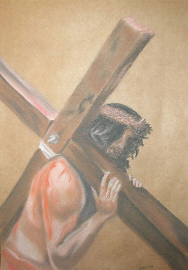 Penitente; solo con su cruz Charcoal