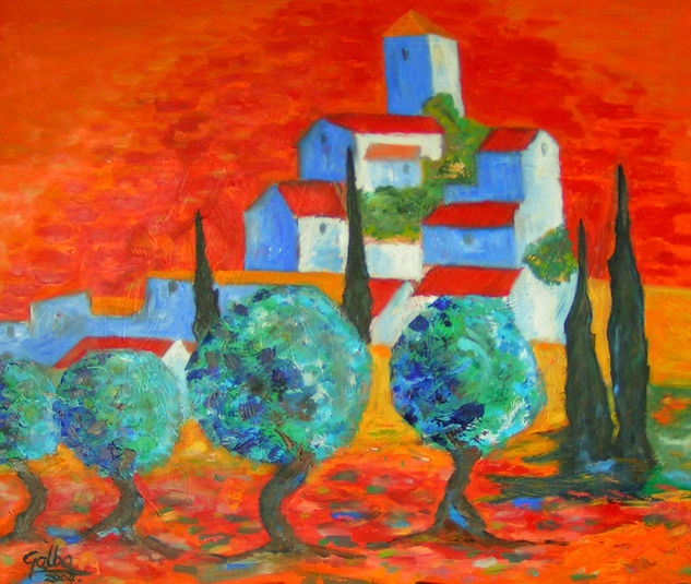 Pueblo al fondo (VENDIDO) Oil Canvas