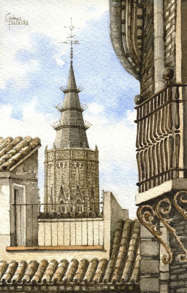 Catedral y balcón.Toledo.