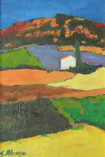 Casa aislada en el campo labrado Oil Canvas