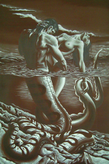 nuevo mito, ten-ten y cai-cai vilú Oil Canvas Nude Paintings