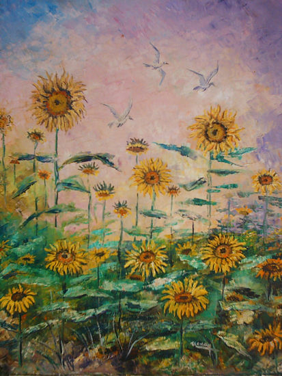 Campo de girasoles Oil Canvas Landscaping