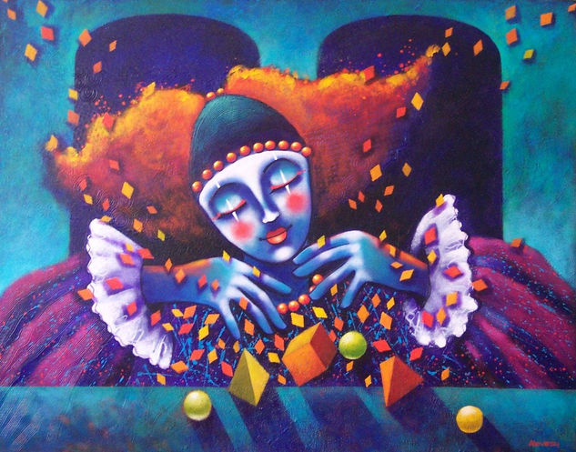 magia, serie arlequines Acrylic Canvas Figure Painting