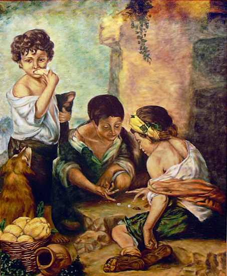 Versión de Niños jugando a los dados Oil Canvas Portrait