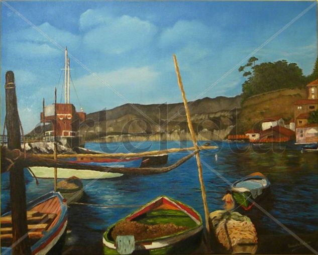 TARDE EN EL PUERTO Oil Canvas Marine Painting