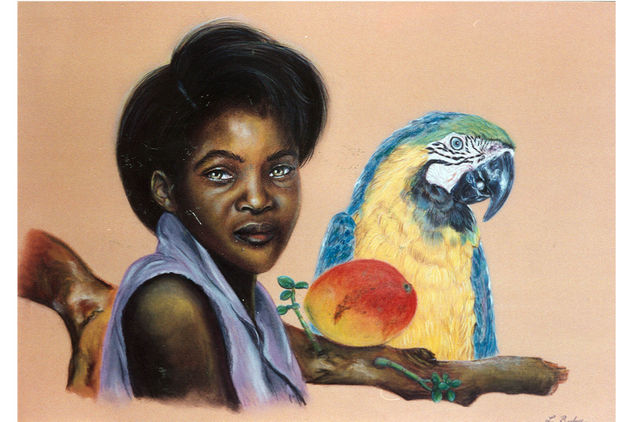 Negra con Guacamaya