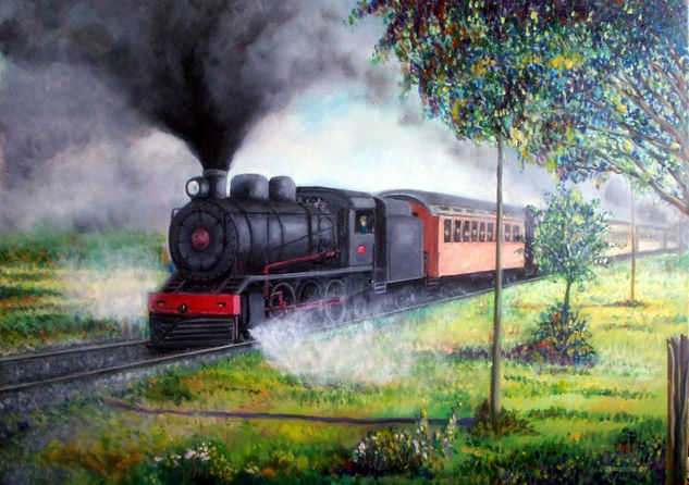 LLEGANDO A LA ESTACION Oil Canvas Landscaping