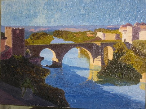 Tarde en el Puente de San Martín Oil Canvas Landscaping