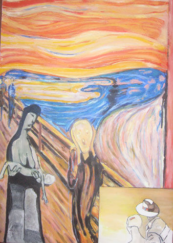 Homenaje a Munch Oil Canvas Figure Painting