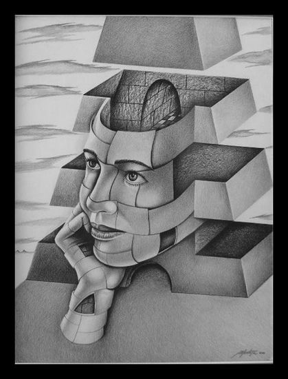 B&W  DOS Pencil (Black) Card Figure Painting