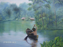 Indigena en canoa