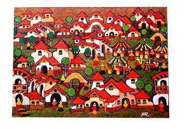 Pueblo de Apurimac Mixed media Canvas Landscaping