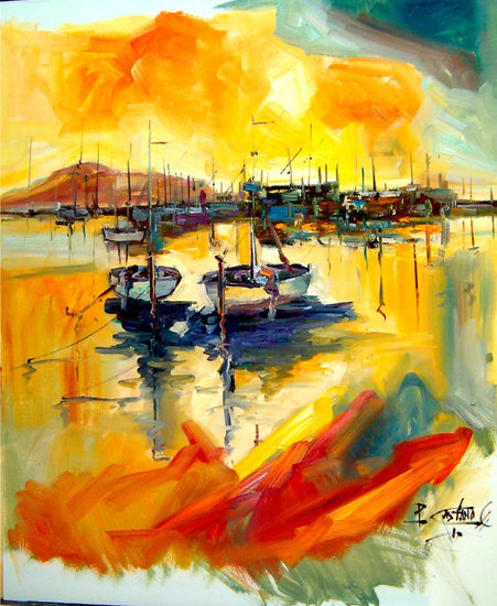 Barcas Oil Canvas Marine Painting