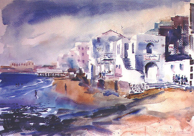 Rincón del Médano (Tenerife) Watercolour Canvas