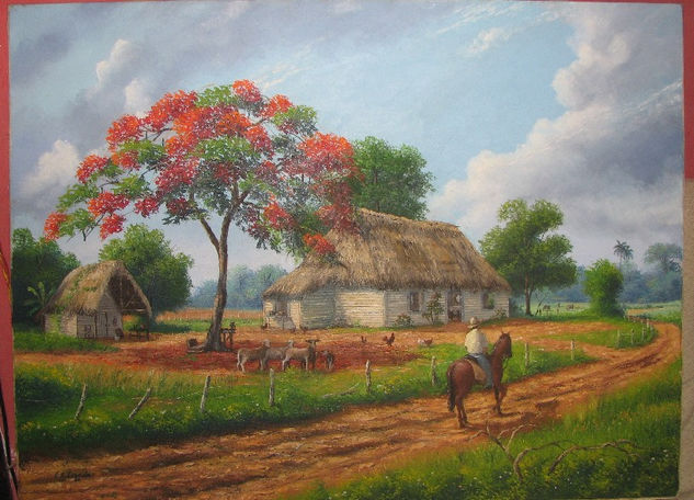 De regreso a casa Oil Canvas Landscaping