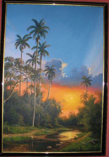 Atardecer en la campiña cubana Oil Canvas Landscaping