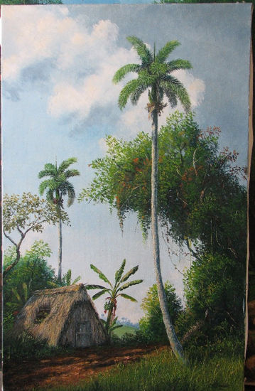 Bohío con Plátano Oil Canvas Landscaping