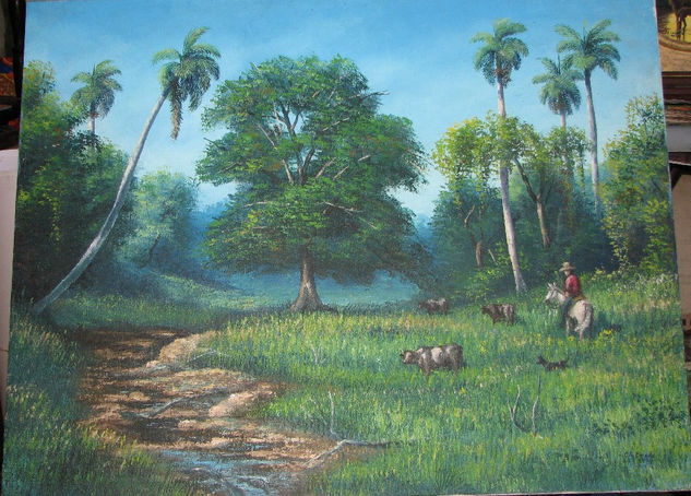 Montero con Vacas Oil Canvas Landscaping