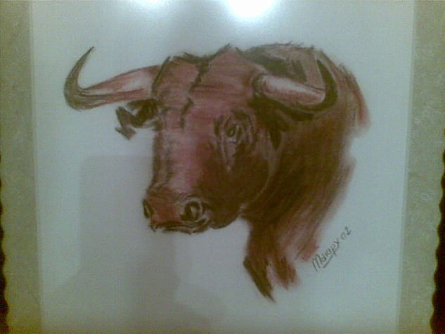 cabeza toro Pastel Canvas Animals