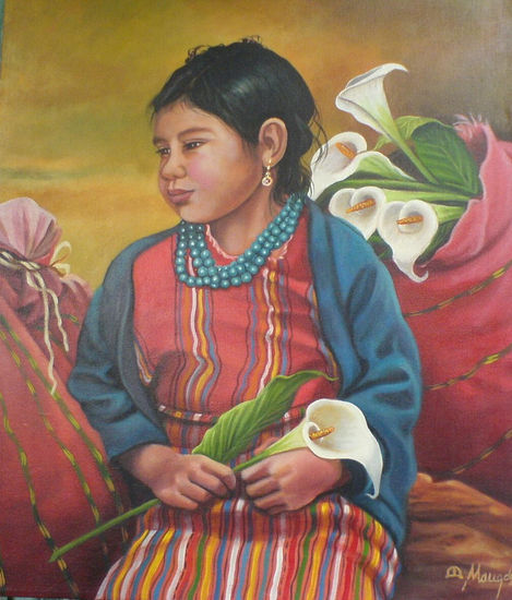 "La niña de los Alcatraces" Óleo Lienzo Retrato