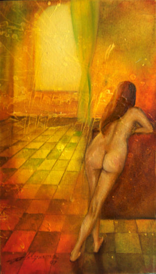 "Espera" Oil Canvas Figure Painting