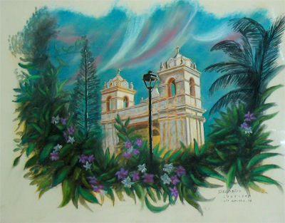 Iglesia del Rosario de Santo Domingo de Heredia Pastel Cartulina Paisaje