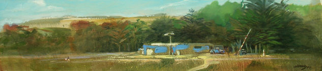 gasolinera rural Oil Canvas Landscaping