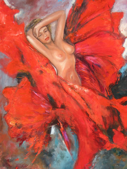 femme rouge Oil Canvas Landscaping