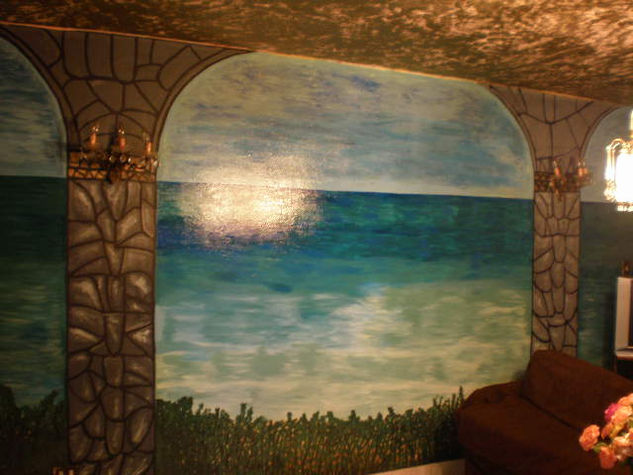 Mural de una playa Griega Oil Others Marine Painting