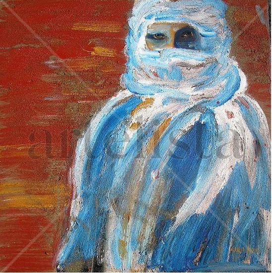 Tuareg Acrylic Panel Figure Painting