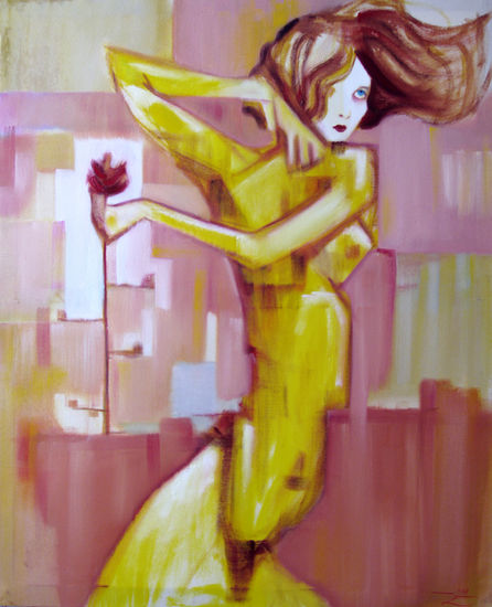 Mujer con rosa Oil Canvas Figure Painting