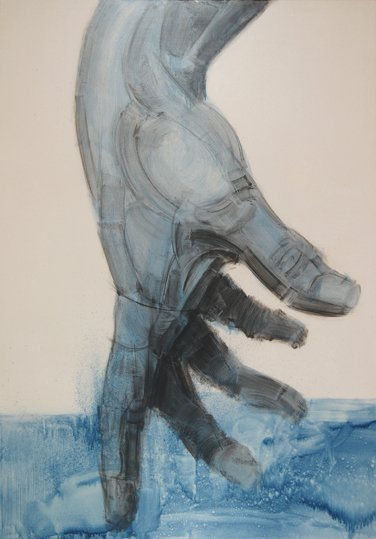 Mano-agua Graphite Textile Figure Painting