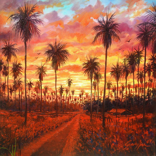 Atardecer paraguayo Oil Canvas Landscaping