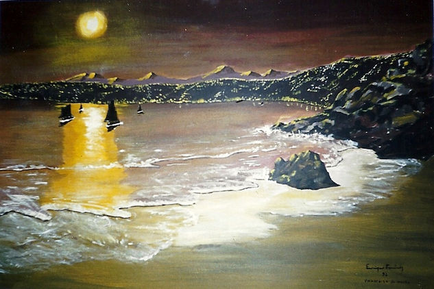 Mi ciudad de Noche Acrylic Canvas Marine Painting