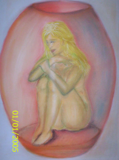 Atrapada Pastel Paper Nude Paintings