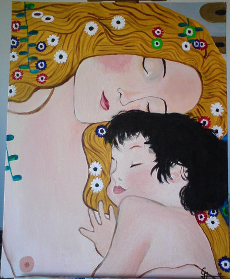 Mamá y niño Acrylic Canvas Figure Painting