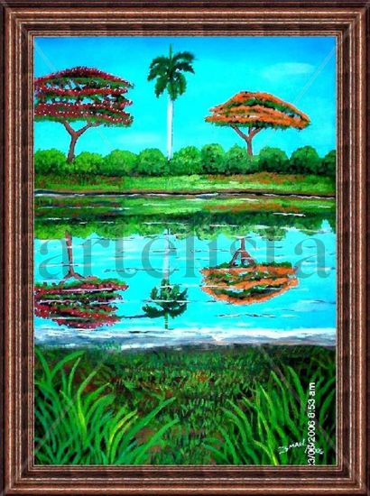 Paisaje con Framboyanes Oil Canvas Landscaping