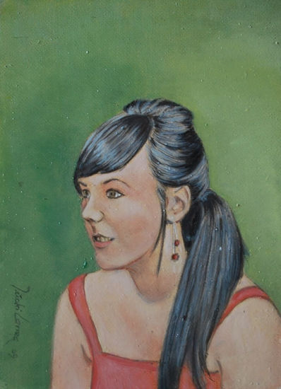 Retrato de Nagore Larrea Oil Canvas Portrait