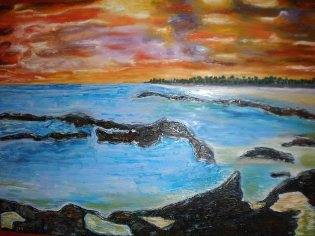 Atardecer en las costas de Cumana Oil Canvas Marine Painting