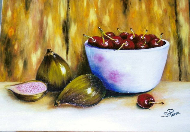 BREVAS Y CEREZAS Oil Canvas Still Life Paintings