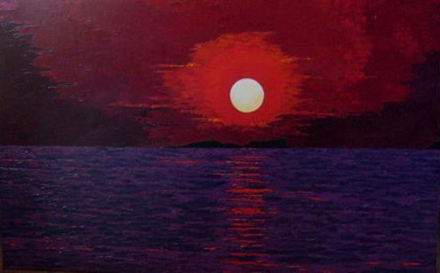 Crepúsculo en rojo Oil Canvas Marine Painting