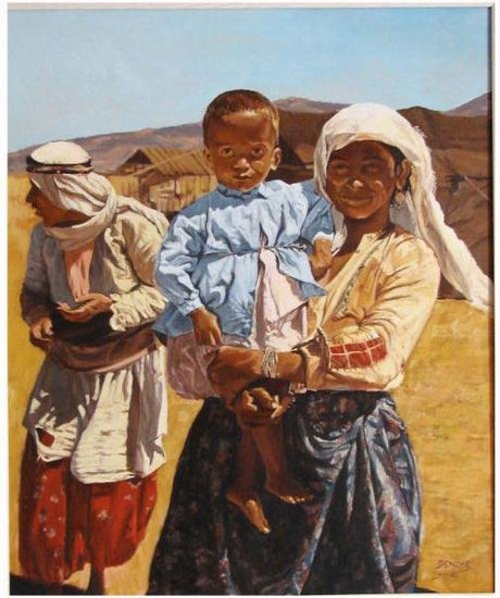 Familia Mora Oil Canvas Figure Painting