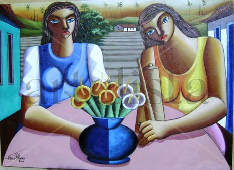 Amigas com flores