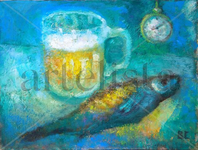 Bodegon con reloj Oil Canvas Still Life Paintings