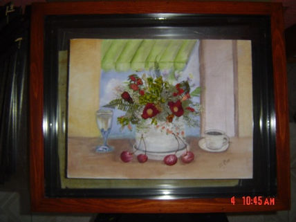 Flores y cerezas