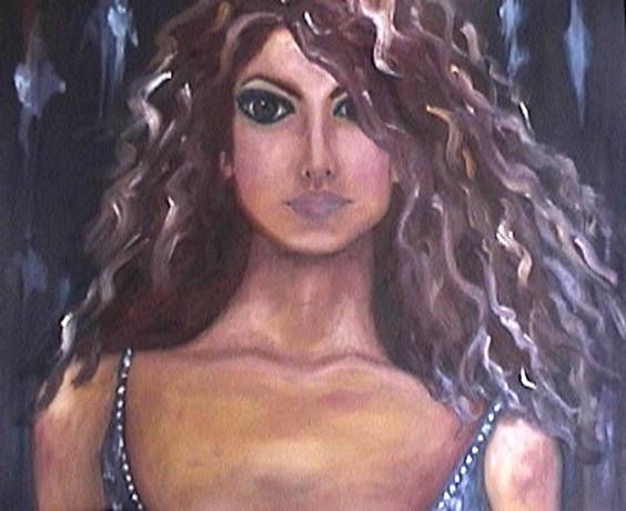 Mujer V Oil Panel Portrait